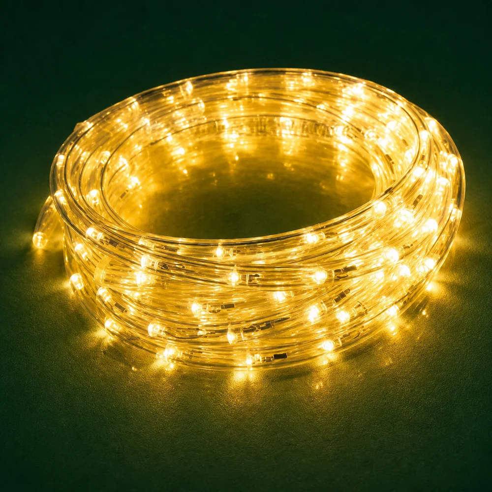 Mangueira luminosa LED branco quente em rolo