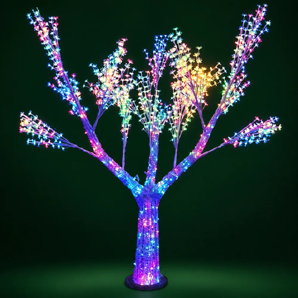 Cerejeira decorativa iluminada com LEDs coloridos