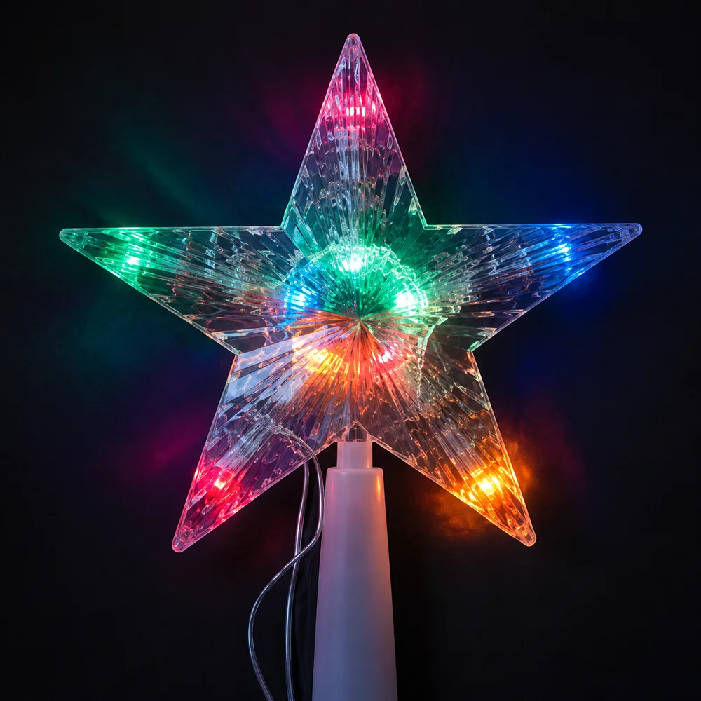 Estrela luminosa multicolorida para decoração natalina